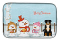 Merry Christmas Carolers Appenzeller Sennenhund Dish Drying Mat Absorbent Dish Drying Mat Pad for Kitchen Counter Dish Drainer Mat for Countertop, 14 x 21", Multicolor