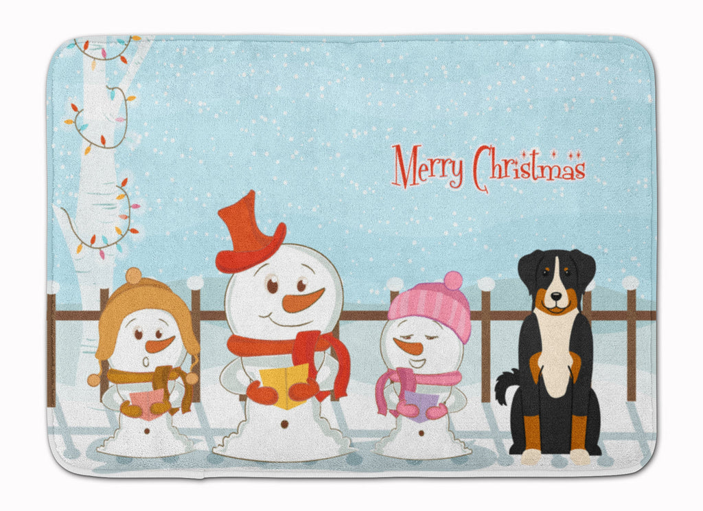 Merry Christmas Carolers Appenzeller Sennenhund Memory Foam Kitchen Mat Machine Washable Anti-Fatigue Cushion Comfort Bath or Kitchen Rug