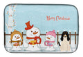 Merry Christmas Carolers Swiss Hound Dish Drying Mat Absorbent Dish Drying Mat Pad for Kitchen Counter Dish Drainer Mat for Countertop, 14 x 21", Multicolor