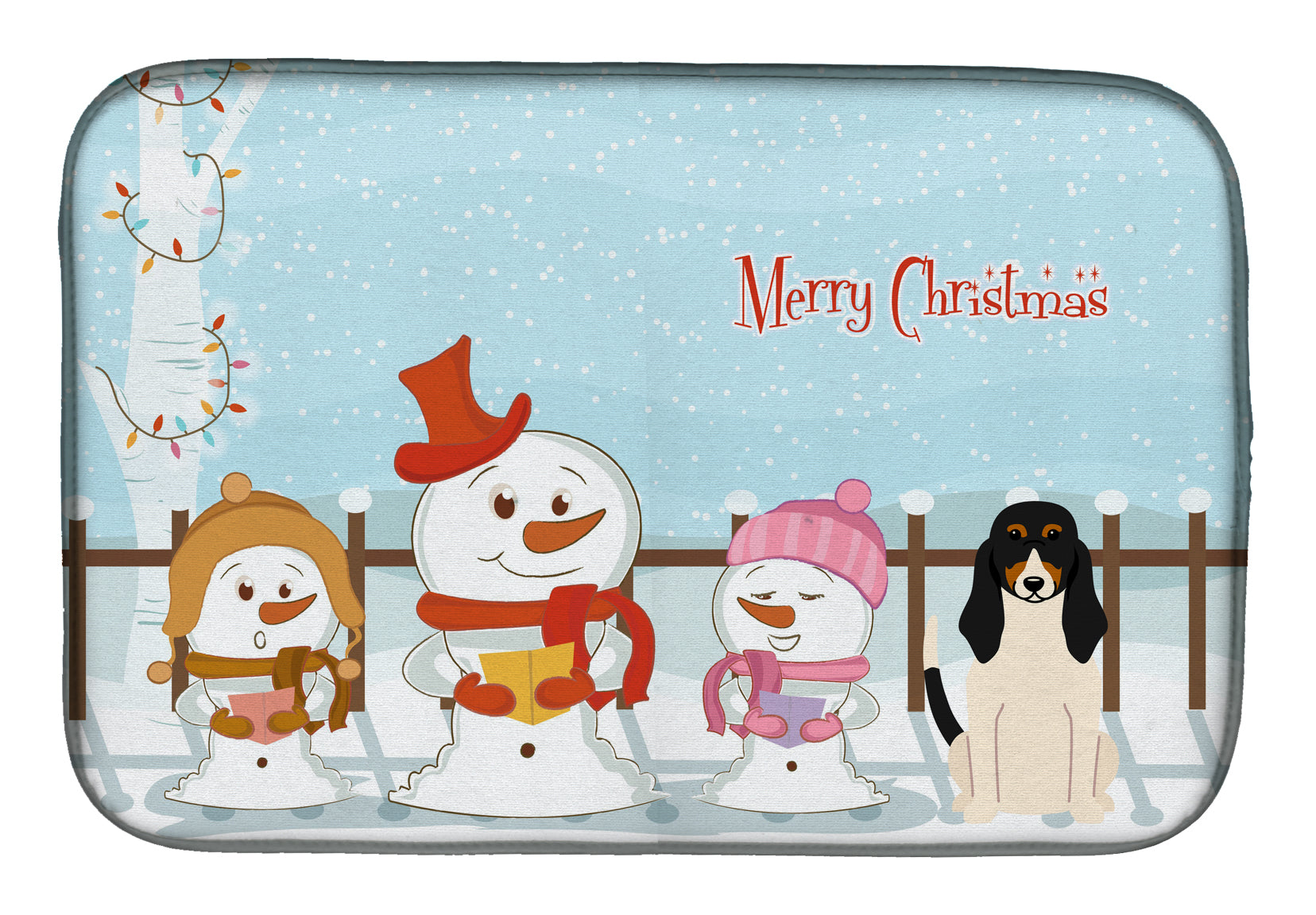 Merry Christmas Carolers Swiss Hound Dish Drying Mat Absorbent Dish Drying Mat Pad for Kitchen Counter Dish Drainer Mat for Countertop, 14 x 21", Multicolor