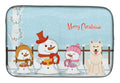 Merry Christmas Carolers White German Shepherd Dish Drying Mat Absorbent Dish Drying Mat Pad for Kitchen Counter Dish Drainer Mat for Countertop, 14 x 21", Multicolor