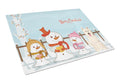 Merry Christmas Carolers White German Shepherd Cutting Board Tempered Glass Kitchen Cutting Surface, Heat Resistant Chopping, Non-Slip Feet, Food Prep & Serving
