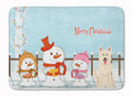 Merry Christmas Carolers White German Shepherd Memory Foam Kitchen Mat Machine Washable Anti-Fatigue Cushion Comfort Bath or Kitchen Rug