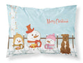 Merry Christmas Carolers Staffordshire Bull Terrier Brown Standard Pillowcase Lightweight Super Soft Easy Care Decorative Artwork Pillowcase, Standard
