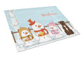 Merry Christmas Carolers Staffordshire Bull Terrier Chocolate Cutting Board Tempered Glass Kitchen Cutting Surface, Heat Resistant Chopping, Non-Slip Feet, Food Prep & Serving