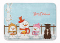 Merry Christmas Carolers Staffordshire Bull Terrier Chocolate Memory Foam Kitchen Mat Machine Washable Anti-Fatigue Cushion Comfort Bath or Kitchen Rug
