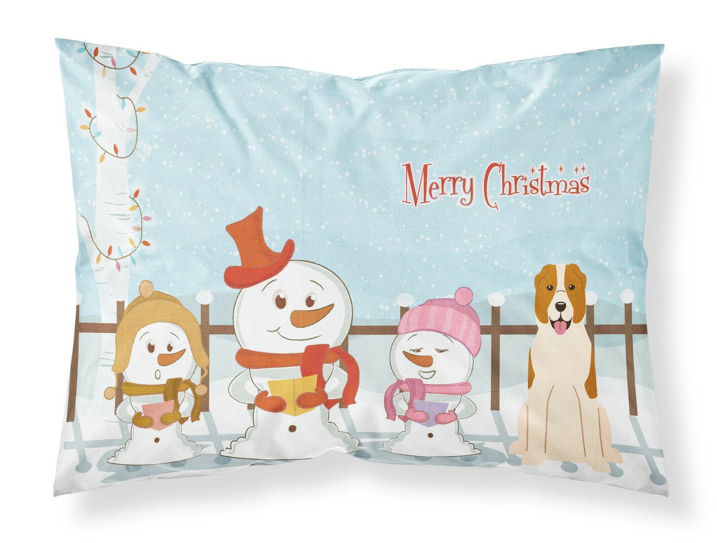 Merry Christmas Carolers Central Asian Shepherd Dog Standard Pillowcase Lightweight Super Soft Easy Care Decorative Artwork Pillowcase, Standard