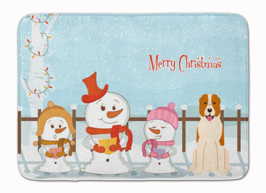 Merry Christmas Carolers Central Asian Shepherd Dog Memory Foam Kitchen Mat Machine Washable Anti-Fatigue Cushion Comfort Bath or Kitchen Rug