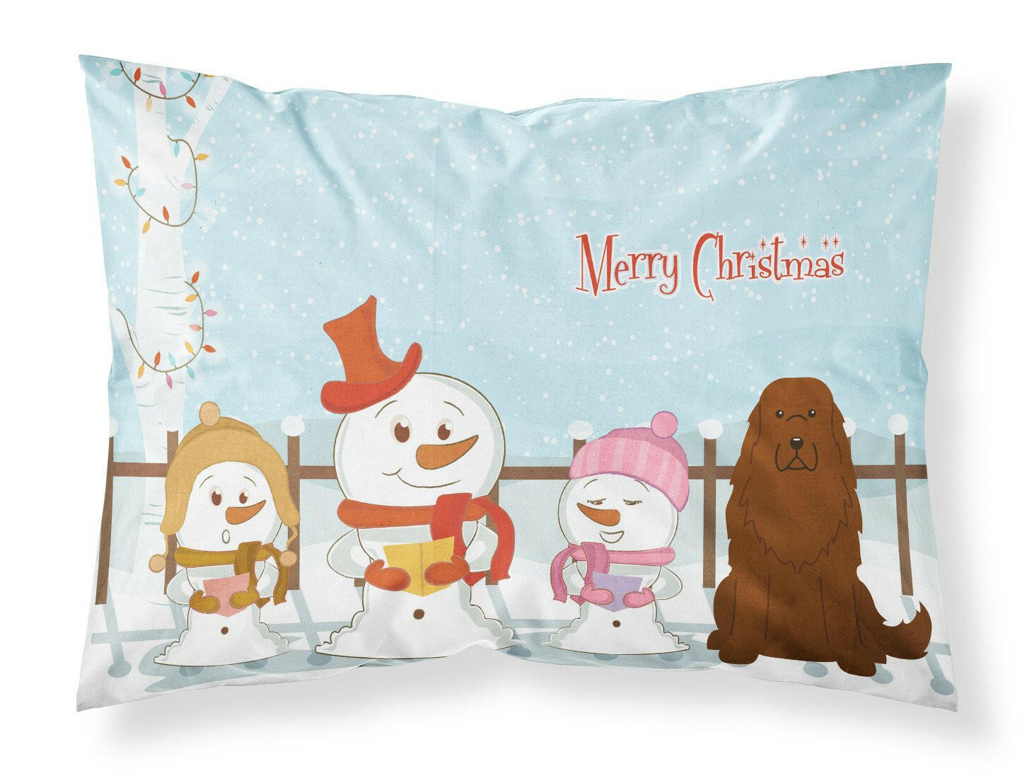 Merry Christmas Carolers Caucasian Shepherd Dog Standard Pillowcase Lightweight Super Soft Easy Care Decorative Artwork Pillowcase, Standard