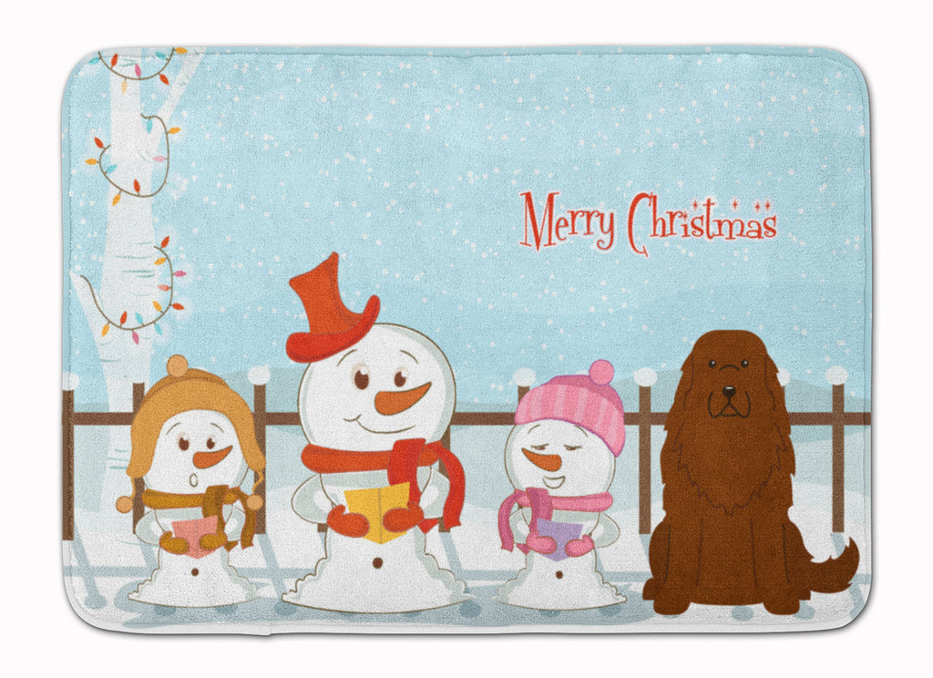 Merry Christmas Carolers Caucasian Shepherd Dog Memory Foam Kitchen Mat Machine Washable Anti-Fatigue Cushion Comfort Bath or Kitchen Rug