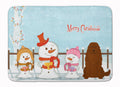 Merry Christmas Carolers Caucasian Shepherd Dog Memory Foam Kitchen Mat Machine Washable Anti-Fatigue Cushion Comfort Bath or Kitchen Rug