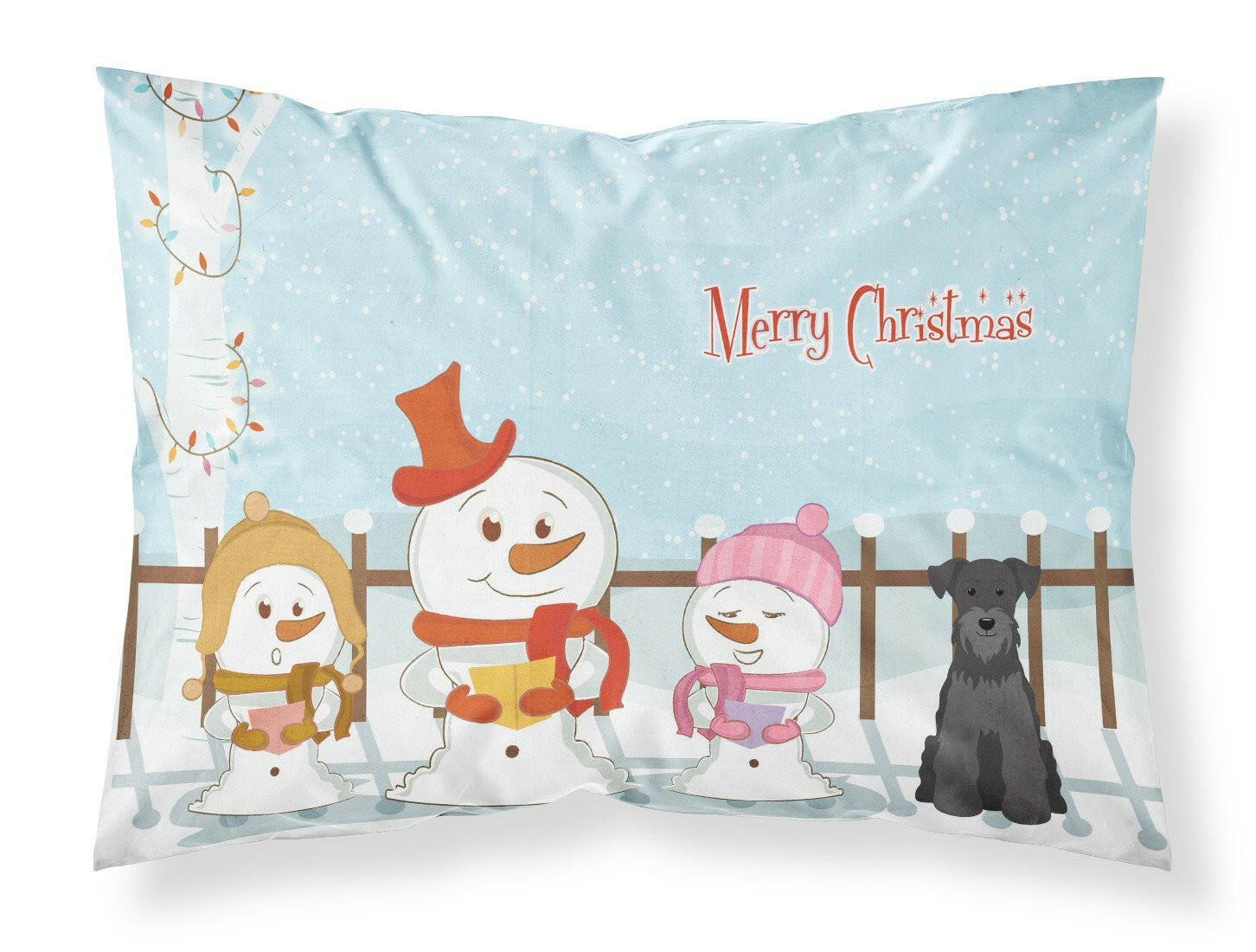 Merry Christmas Carolers Miniature Schnauzer Black Standard Pillowcase Lightweight Super Soft Easy Care Decorative Artwork Pillowcase, Standard
