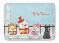 Merry Christmas Carolers Miniature Schnauzer Black Memory Foam Kitchen Mat Machine Washable Anti-Fatigue Cushion Comfort Bath or Kitchen Rug