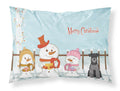 Merry Christmas Carolers Miniature Schnauzer Black Silver Standard Pillowcase Lightweight Super Soft Easy Care Decorative Artwork Pillowcase, Standard