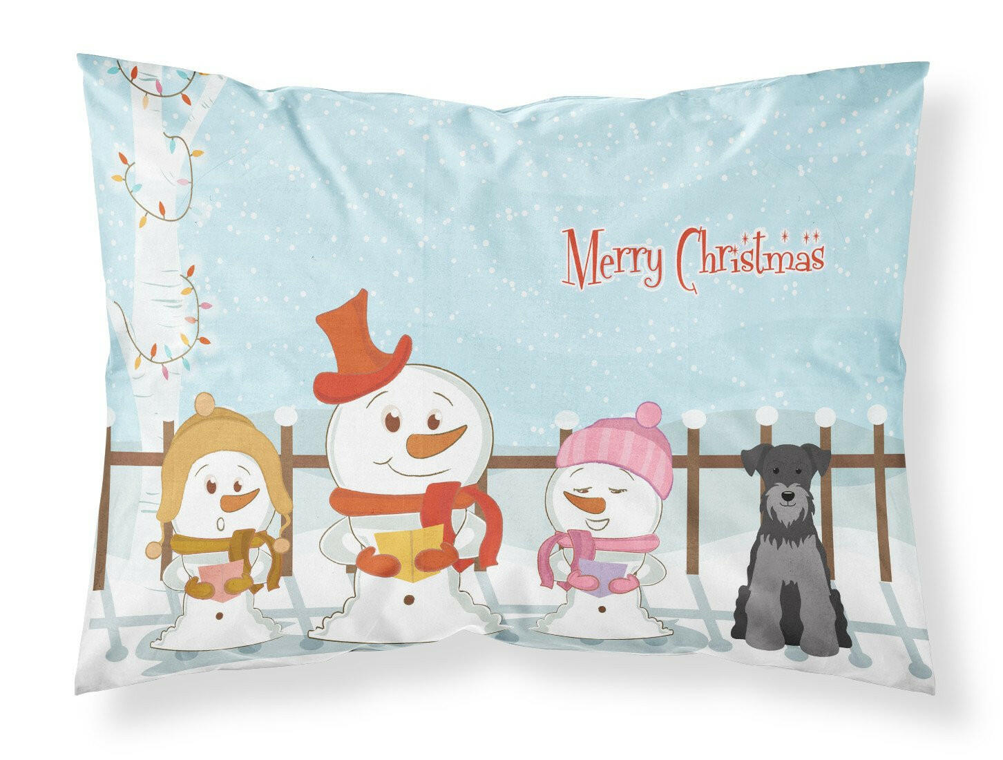 Merry Christmas Carolers Miniature Schnauzer Black Silver Standard Pillowcase Lightweight Super Soft Easy Care Decorative Artwork Pillowcase, Standard