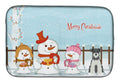 Merry Christmas Carolers Miniature Schnauzer Salt and Pepper Dish Drying Mat Absorbent Dish Drying Mat Pad for Kitchen Counter Dish Drainer Mat for Countertop, 14 x 21", Multicolor