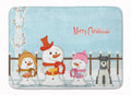 Merry Christmas Carolers Miniature Schnauzer Salt and Pepper Memory Foam Kitchen Mat Machine Washable Anti-Fatigue Cushion Comfort Bath or Kitchen Rug