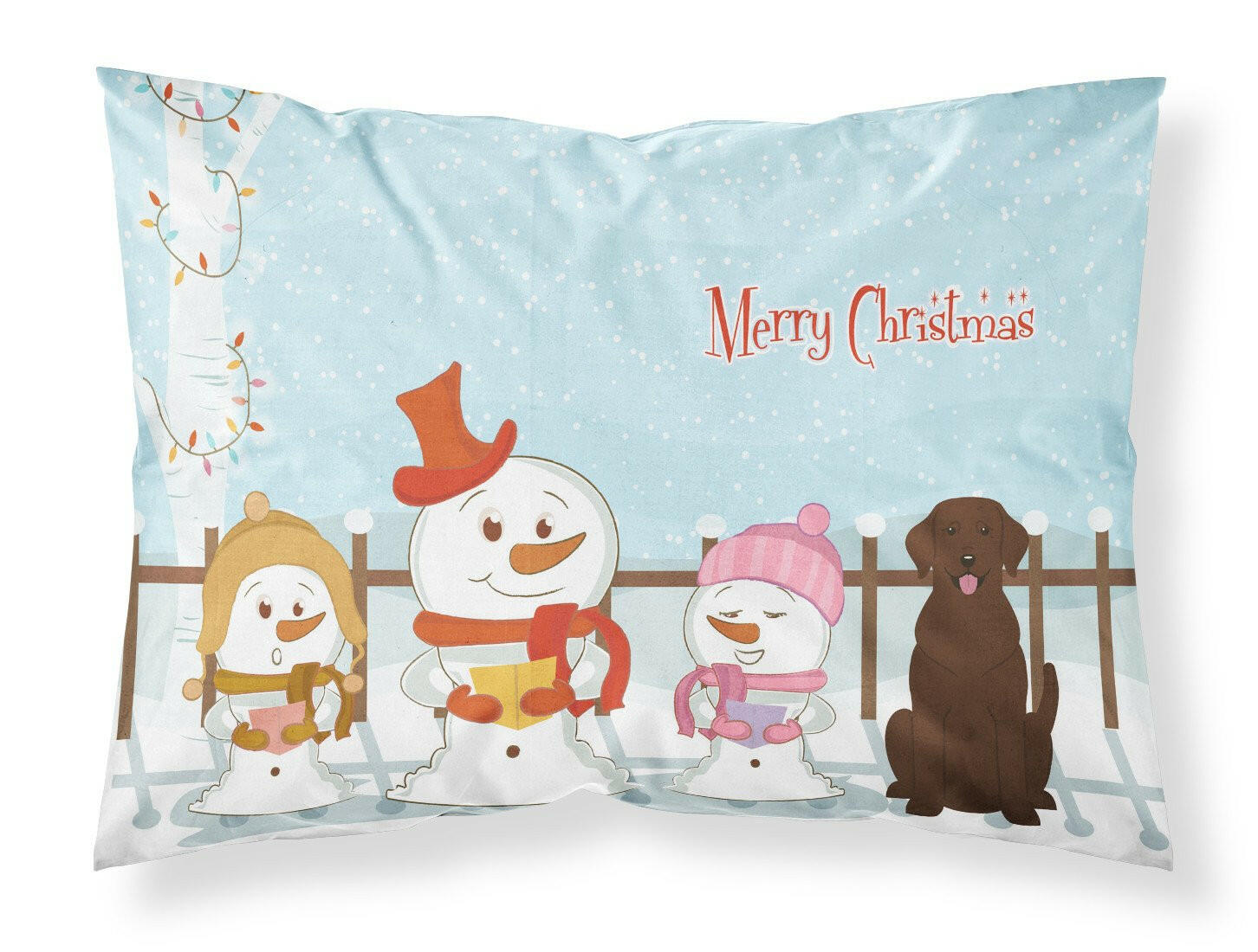 Merry Christmas Carolers Chocolate Labrador Standard Pillowcase Lightweight Super Soft Easy Care Decorative Artwork Pillowcase, Standard