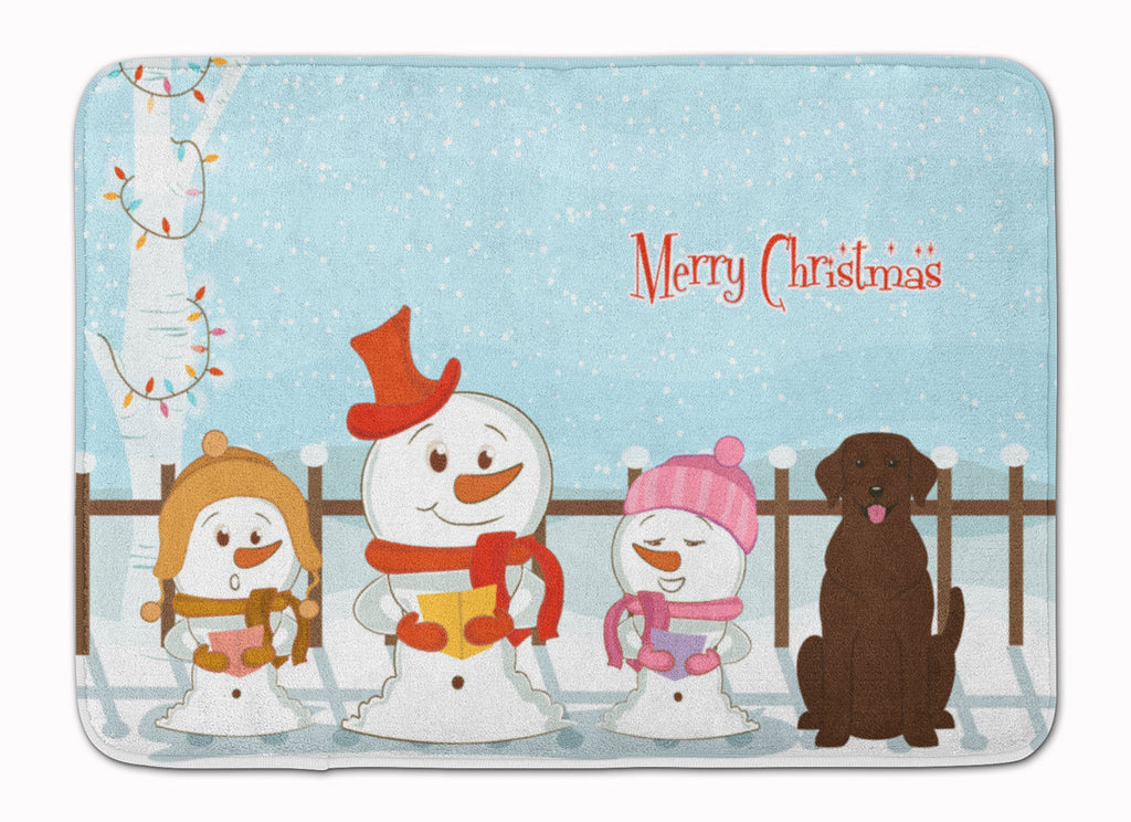 Merry Christmas Carolers Chocolate Labrador Memory Foam Kitchen Mat Machine Washable Anti-Fatigue Cushion Comfort Bath or Kitchen Rug