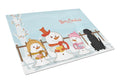 Merry Christmas Carolers Black Labrador Cutting Board Tempered Glass Kitchen Cutting Surface, Heat Resistant Chopping, Non-Slip Feet, Food Prep & Serving