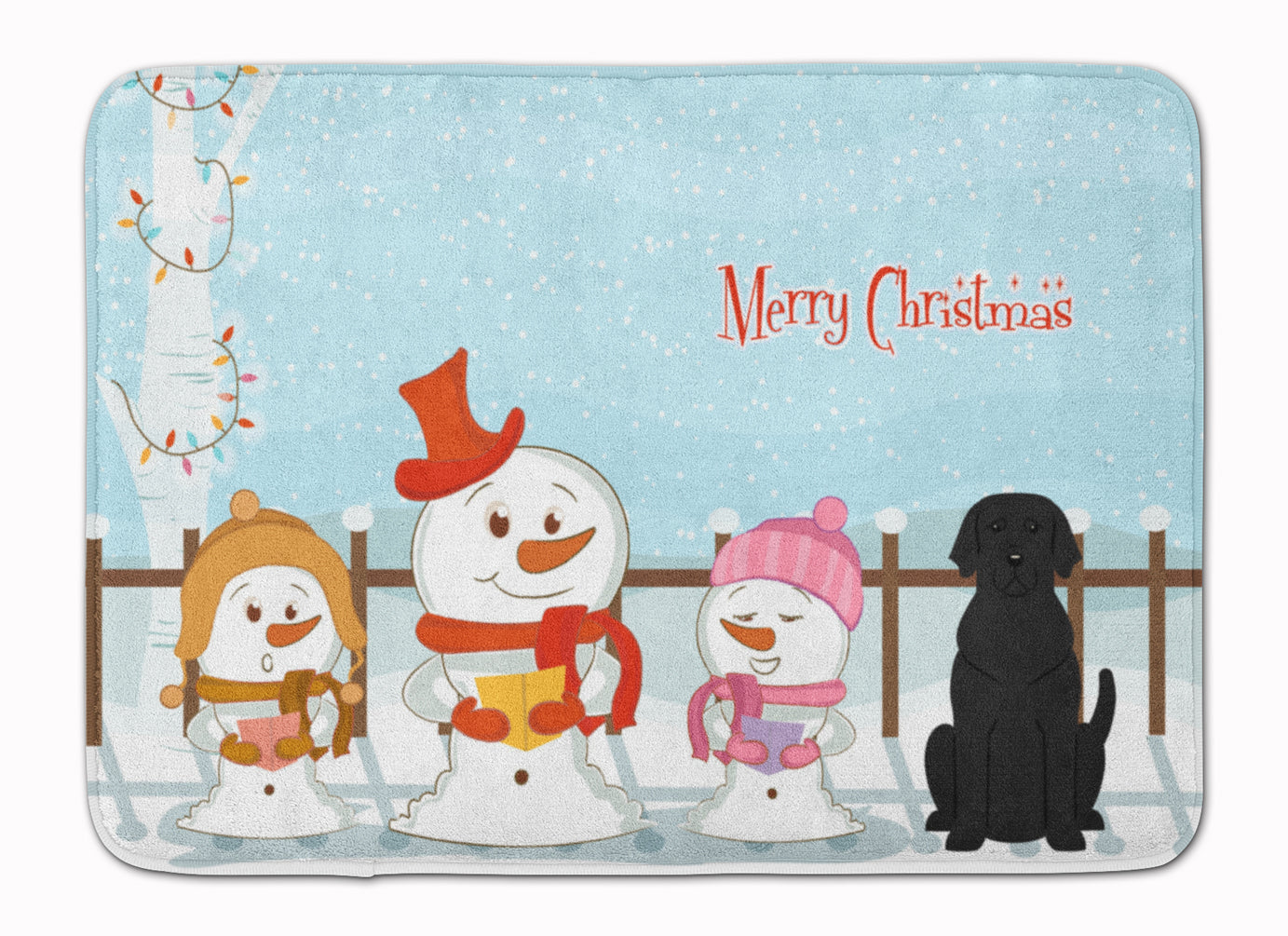 Merry Christmas Carolers Black Labrador Memory Foam Kitchen Mat Machine Washable Anti-Fatigue Cushion Comfort Bath or Kitchen Rug