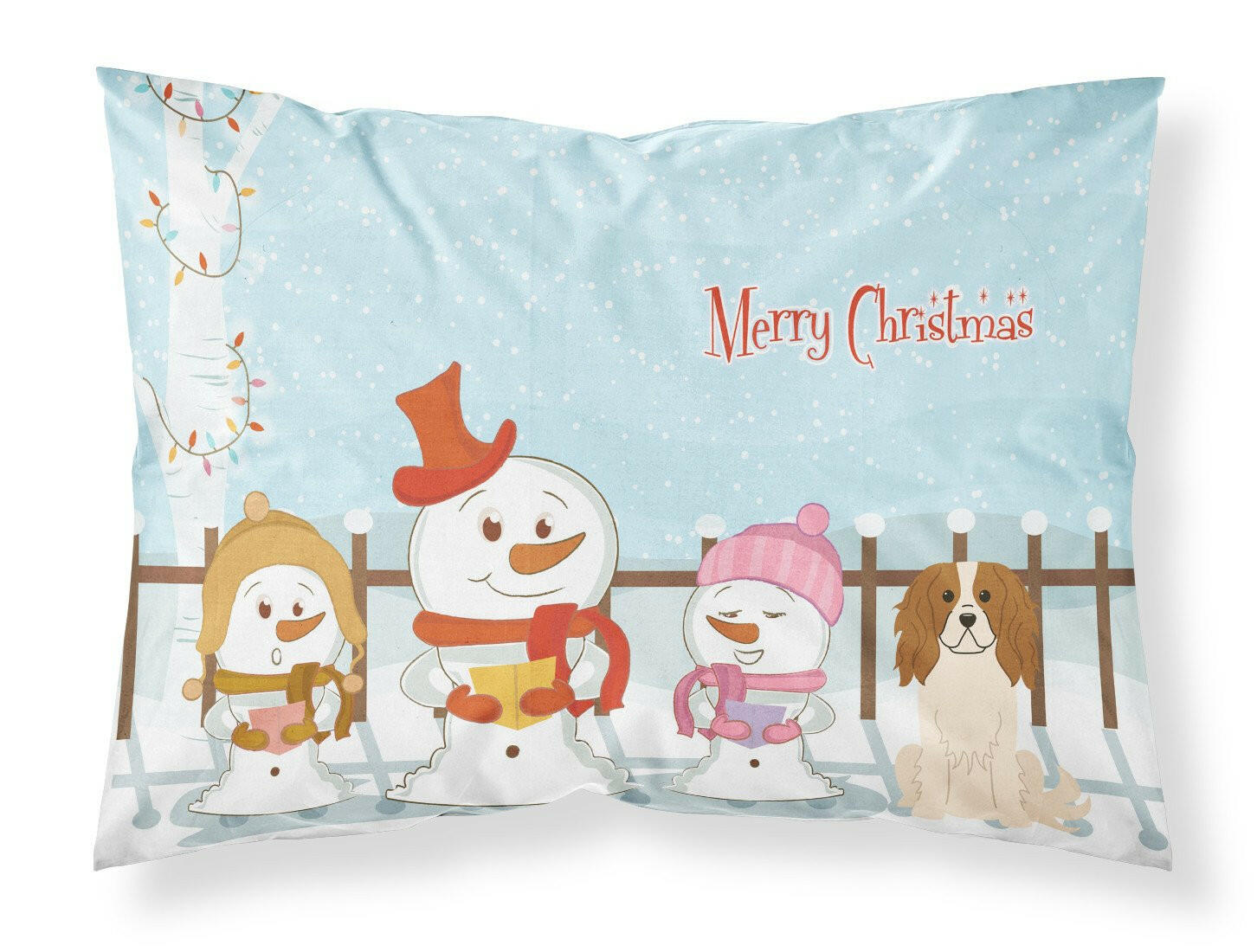 Merry Christmas Carolers Cavalier Spaniel Standard Pillowcase Lightweight Super Soft Easy Care Decorative Artwork Pillowcase, Standard