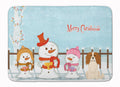 Merry Christmas Carolers Cavalier Spaniel Memory Foam Kitchen Mat Machine Washable Anti-Fatigue Cushion Comfort Bath or Kitchen Rug