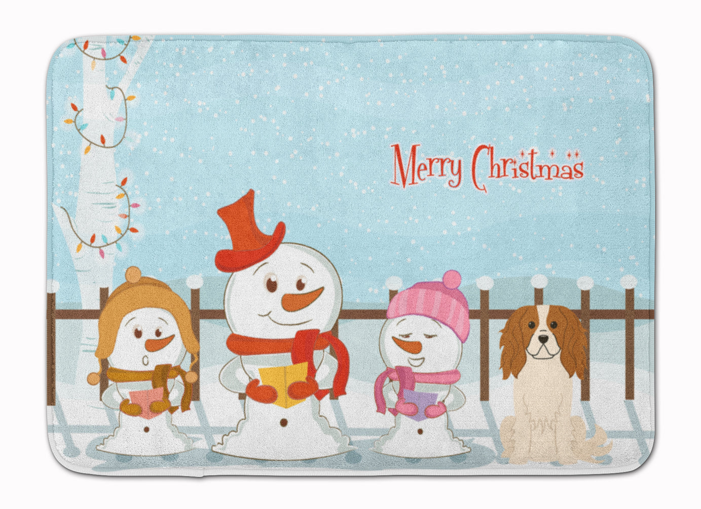 Merry Christmas Carolers Cavalier Spaniel Memory Foam Kitchen Mat Machine Washable Anti-Fatigue Cushion Comfort Bath or Kitchen Rug