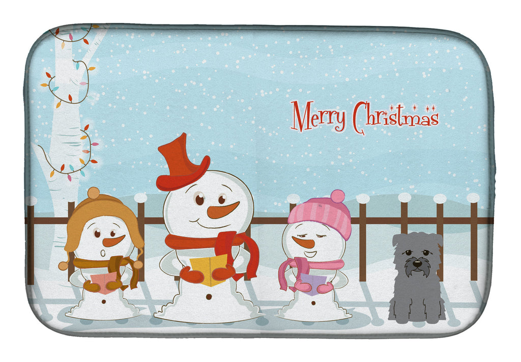 Merry Christmas Carolers Glen of Imal Grey Dish Drying Mat Absorbent Dish Drying Mat Pad for Kitchen Counter Dish Drainer Mat for Countertop, 14 x 21", Multicolor