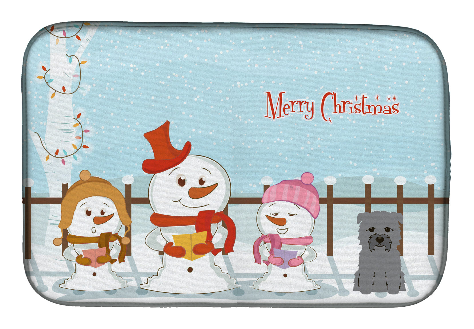 Merry Christmas Carolers Glen of Imal Grey Dish Drying Mat Absorbent Dish Drying Mat Pad for Kitchen Counter Dish Drainer Mat for Countertop, 14 x 21", Multicolor