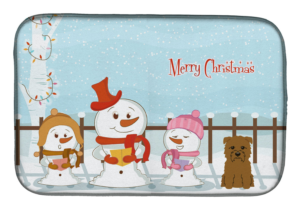 Merry Christmas Carolers Glen of Imal Tan Dish Drying Mat Absorbent Dish Drying Mat Pad for Kitchen Counter Dish Drainer Mat for Countertop, 14 x 21", Multicolor