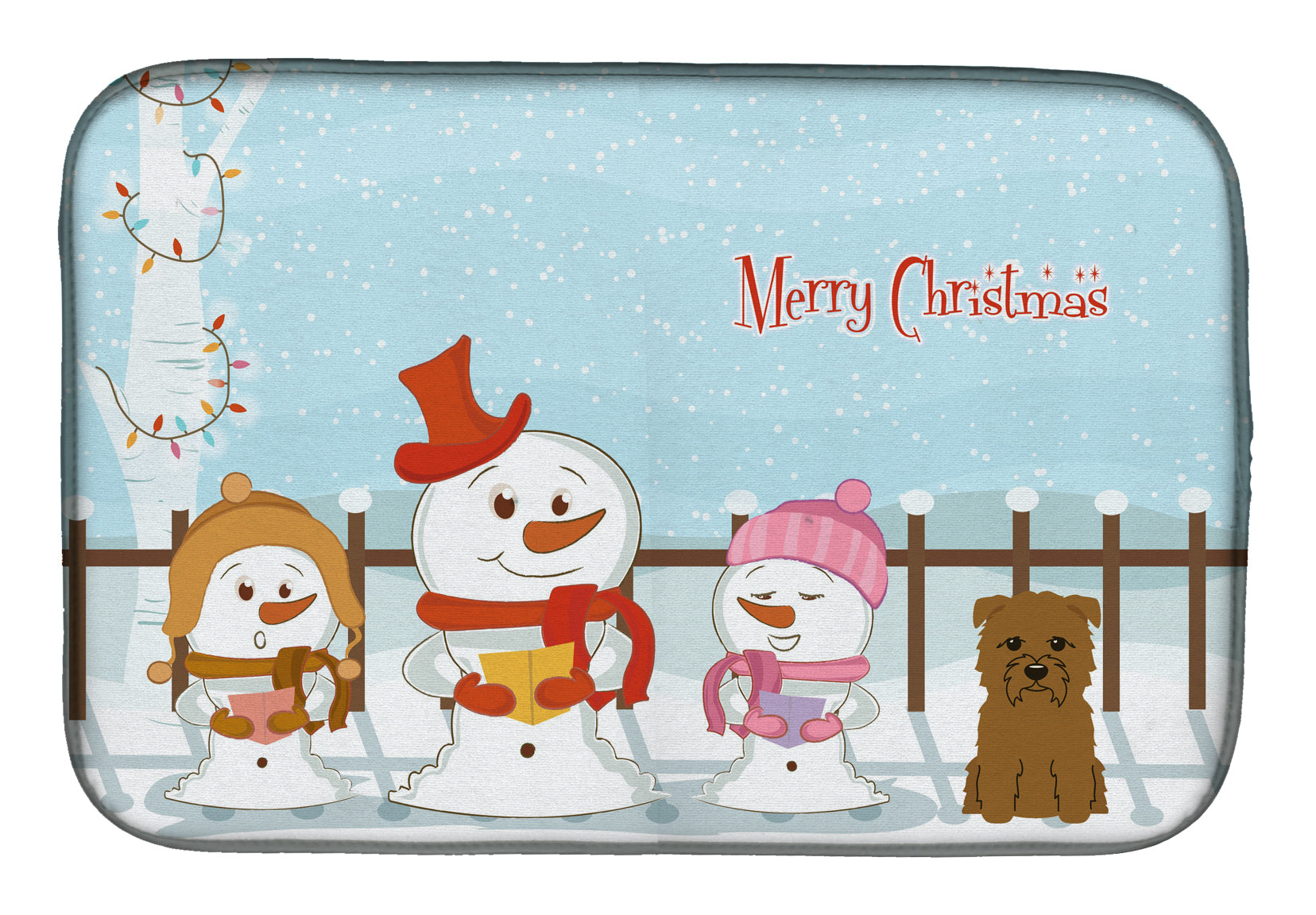 Merry Christmas Carolers Glen of Imal Tan Dish Drying Mat Absorbent Dish Drying Mat Pad for Kitchen Counter Dish Drainer Mat for Countertop, 14 x 21", Multicolor