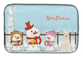 Merry Christmas Carolers Soft Coated Wheaten Terrier Dish Drying Mat Absorbent Dish Drying Mat Pad for Kitchen Counter Dish Drainer Mat for Countertop, 14 x 21", Multicolor