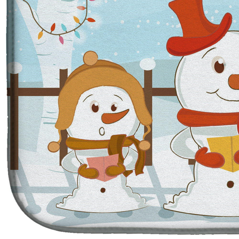 Merry Christmas Carolers Soft Coated Wheaten Terrier Dish Drying Mat Absorbent Dish Drying Mat Pad for Kitchen Counter Dish Drainer Mat for Countertop, 14 x 21", Multicolor