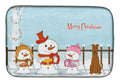Merry Christmas Carolers Irish Terrier Dish Drying Mat Absorbent Dish Drying Mat Pad for Kitchen Counter Dish Drainer Mat for Countertop, 14 x 21", Multicolor
