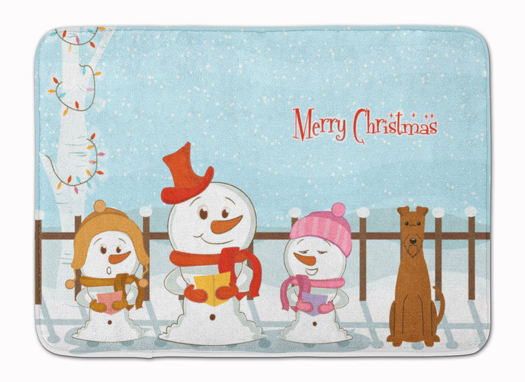 Merry Christmas Carolers Irish Terrier Memory Foam Kitchen Mat Machine Washable Anti-Fatigue Cushion Comfort Bath or Kitchen Rug