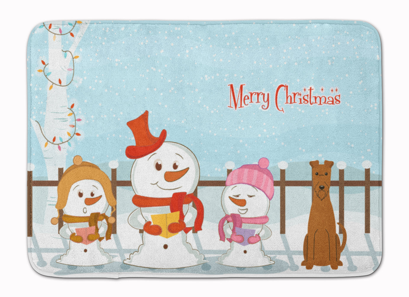 Merry Christmas Carolers Irish Terrier Memory Foam Kitchen Mat Machine Washable Anti-Fatigue Cushion Comfort Bath or Kitchen Rug