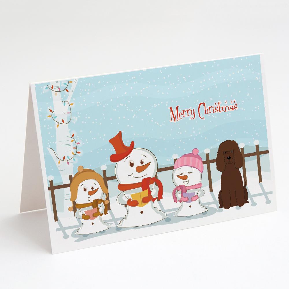 Merry Christmas Carolers Irish Water Spaniel Greeting Cards Pack of 8 Blank Cards with Envelopes Whimsical A7 Size 5x7