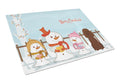 Merry Christmas Carolers Irish Water Spaniel Cutting Board Tempered Glass Kitchen Cutting Surface, Heat Resistant Chopping, Non-Slip Feet, Food Prep & Serving