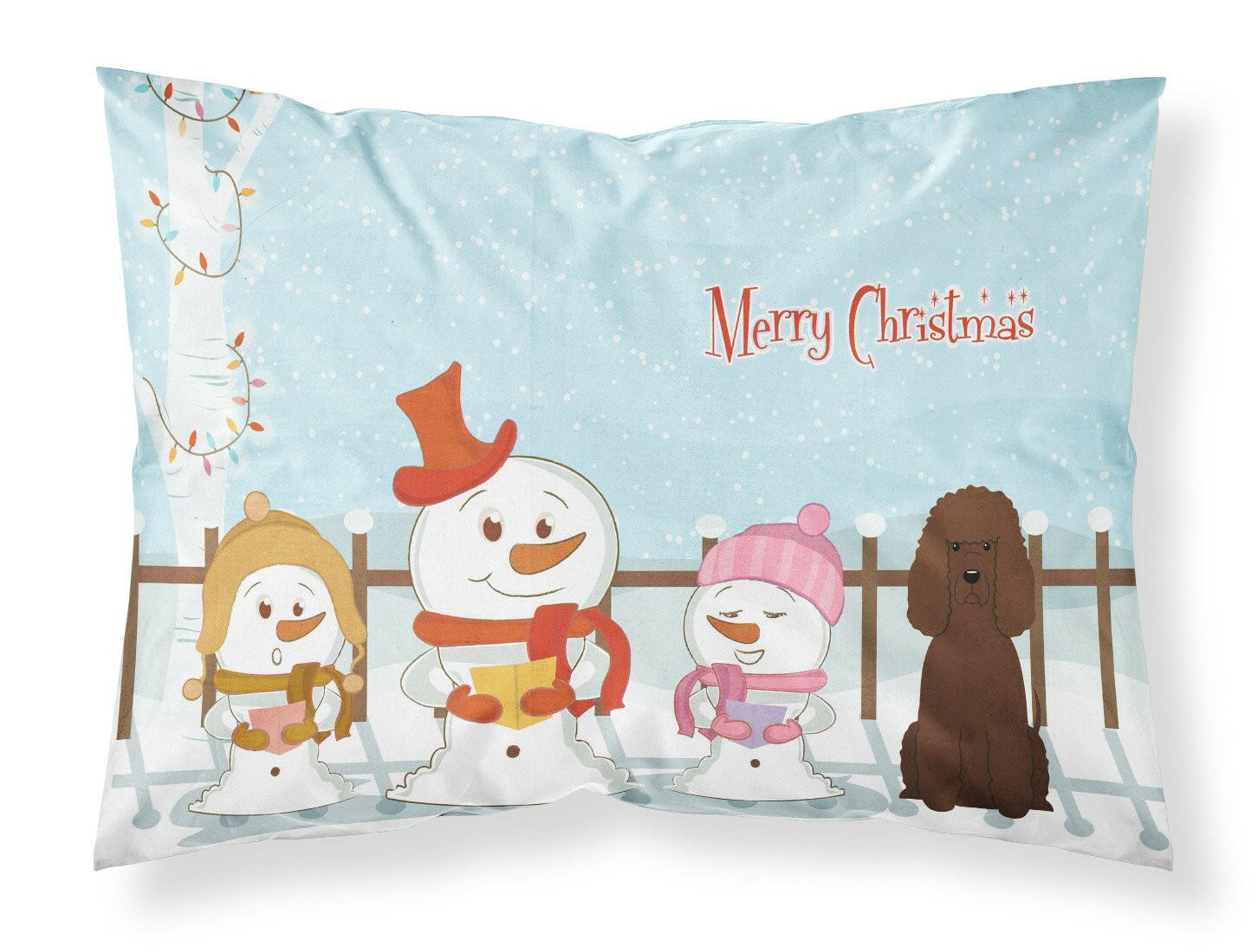 Merry Christmas Carolers Irish Water Spaniel Standard Pillowcase Lightweight Super Soft Easy Care Decorative Artwork Pillowcase, Standard