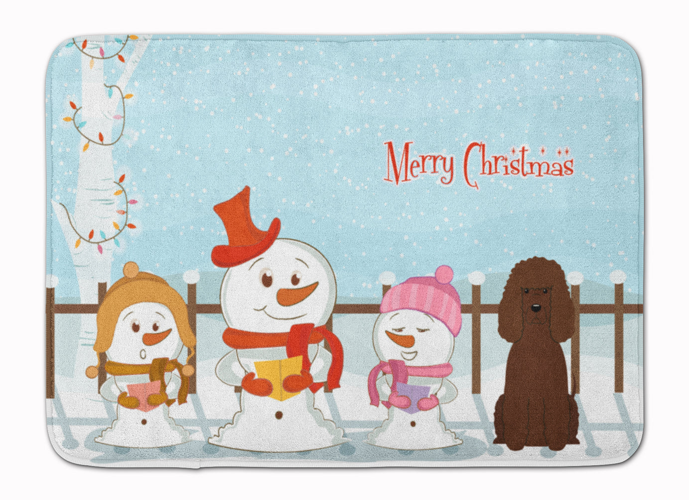 Merry Christmas Carolers Irish Water Spaniel Memory Foam Kitchen Mat Machine Washable Anti-Fatigue Cushion Comfort Bath or Kitchen Rug
