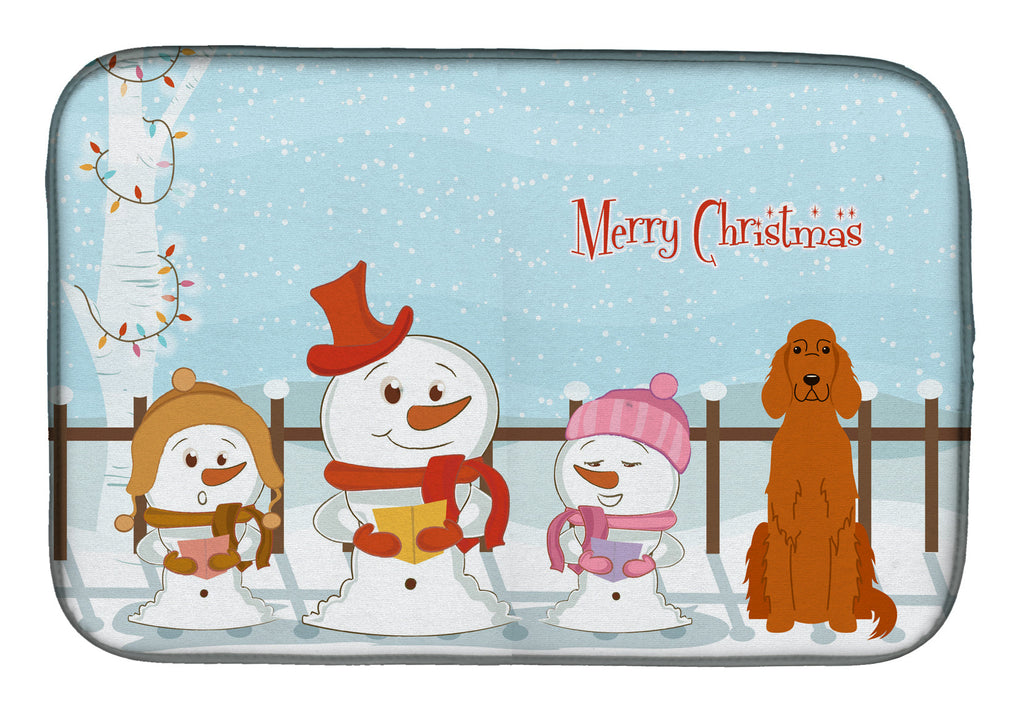 Merry Christmas Carolers Irish Setter Dish Drying Mat Absorbent Dish Drying Mat Pad for Kitchen Counter Dish Drainer Mat for Countertop, 14 x 21", Multicolor