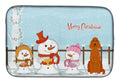 Merry Christmas Carolers Irish Setter Dish Drying Mat Absorbent Dish Drying Mat Pad for Kitchen Counter Dish Drainer Mat for Countertop, 14 x 21", Multicolor