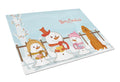 Merry Christmas Carolers Irish Setter Cutting Board Tempered Glass Kitchen Cutting Surface, Heat Resistant Chopping, Non-Slip Feet, Food Prep & Serving