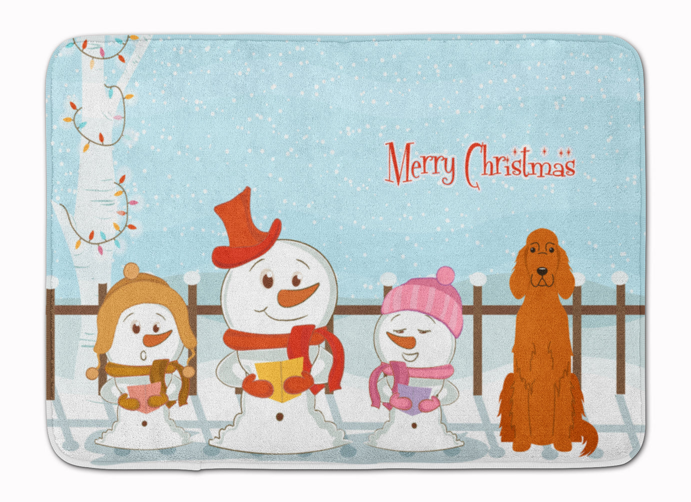 Merry Christmas Carolers Irish Setter Memory Foam Kitchen Mat Machine Washable Anti-Fatigue Cushion Comfort Bath or Kitchen Rug