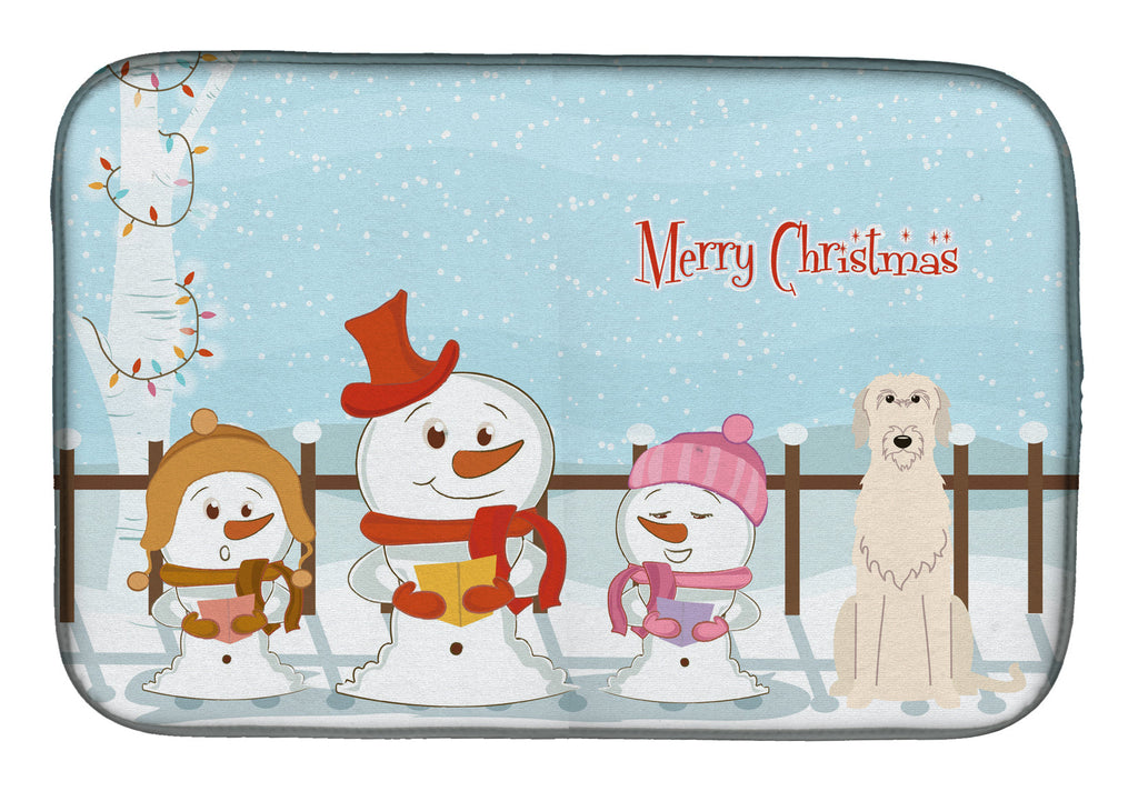 Merry Christmas Carolers Irish Wolfhound Dish Drying Mat Absorbent Dish Drying Mat Pad for Kitchen Counter Dish Drainer Mat for Countertop, 14 x 21", Multicolor