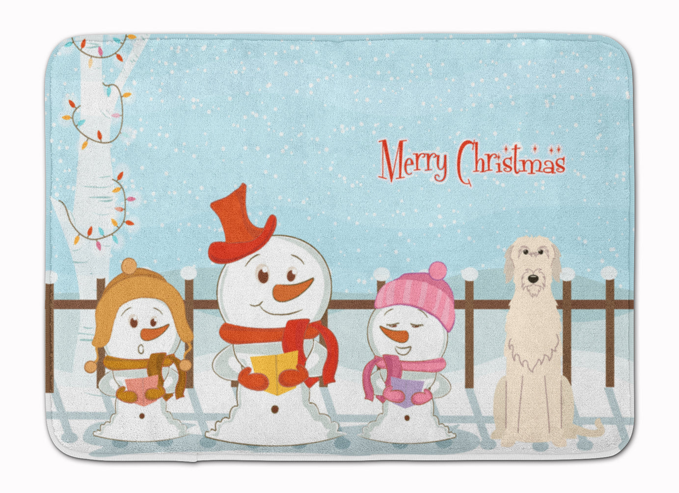 Merry Christmas Carolers Irish Wolfhound Memory Foam Kitchen Mat Machine Washable Anti-Fatigue Cushion Comfort Bath or Kitchen Rug