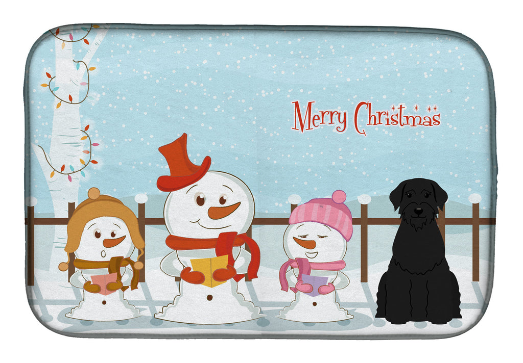 Merry Christmas Carolers Giant Schnauzer Dish Drying Mat Absorbent Dish Drying Mat Pad for Kitchen Counter Dish Drainer Mat for Countertop, 14 x 21", Multicolor