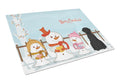 Merry Christmas Carolers Giant Schnauzer Cutting Board Tempered Glass Kitchen Cutting Surface, Heat Resistant Chopping, Non-Slip Feet, Food Prep & Serving