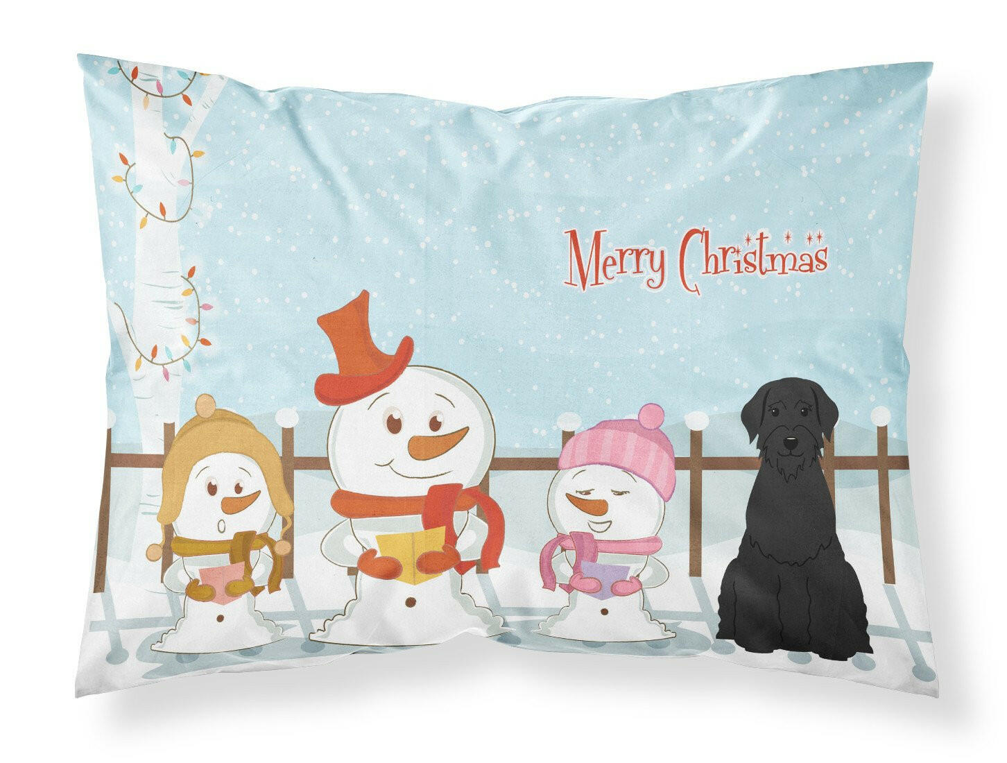 Merry Christmas Carolers Giant Schnauzer Standard Pillowcase Lightweight Super Soft Easy Care Decorative Artwork Pillowcase, Standard